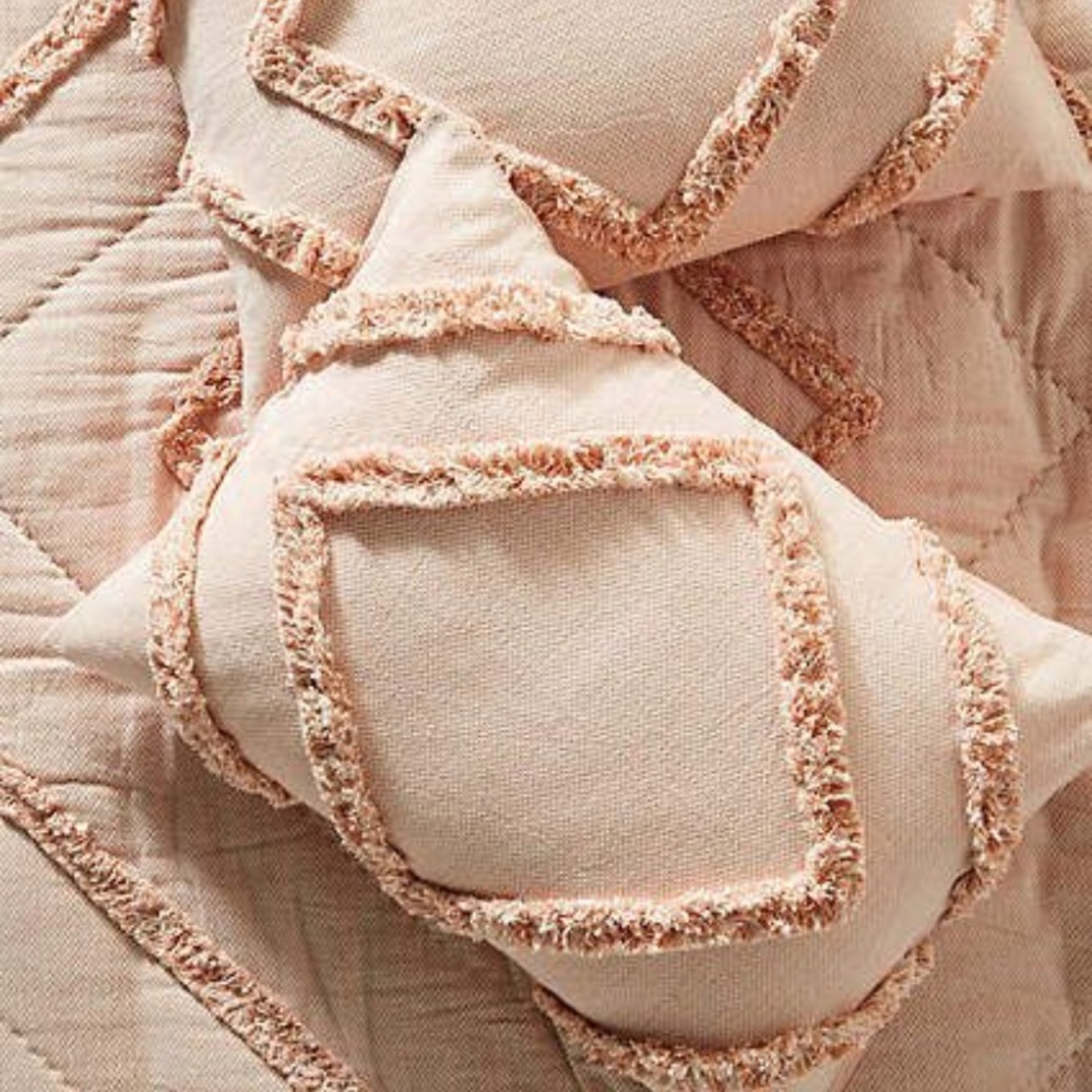 2 Anthropologie Textured Corell King Shams Pink